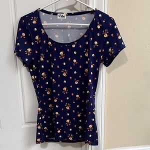 PulseWomen's Dark Blue Floral Short Sleeve Tee